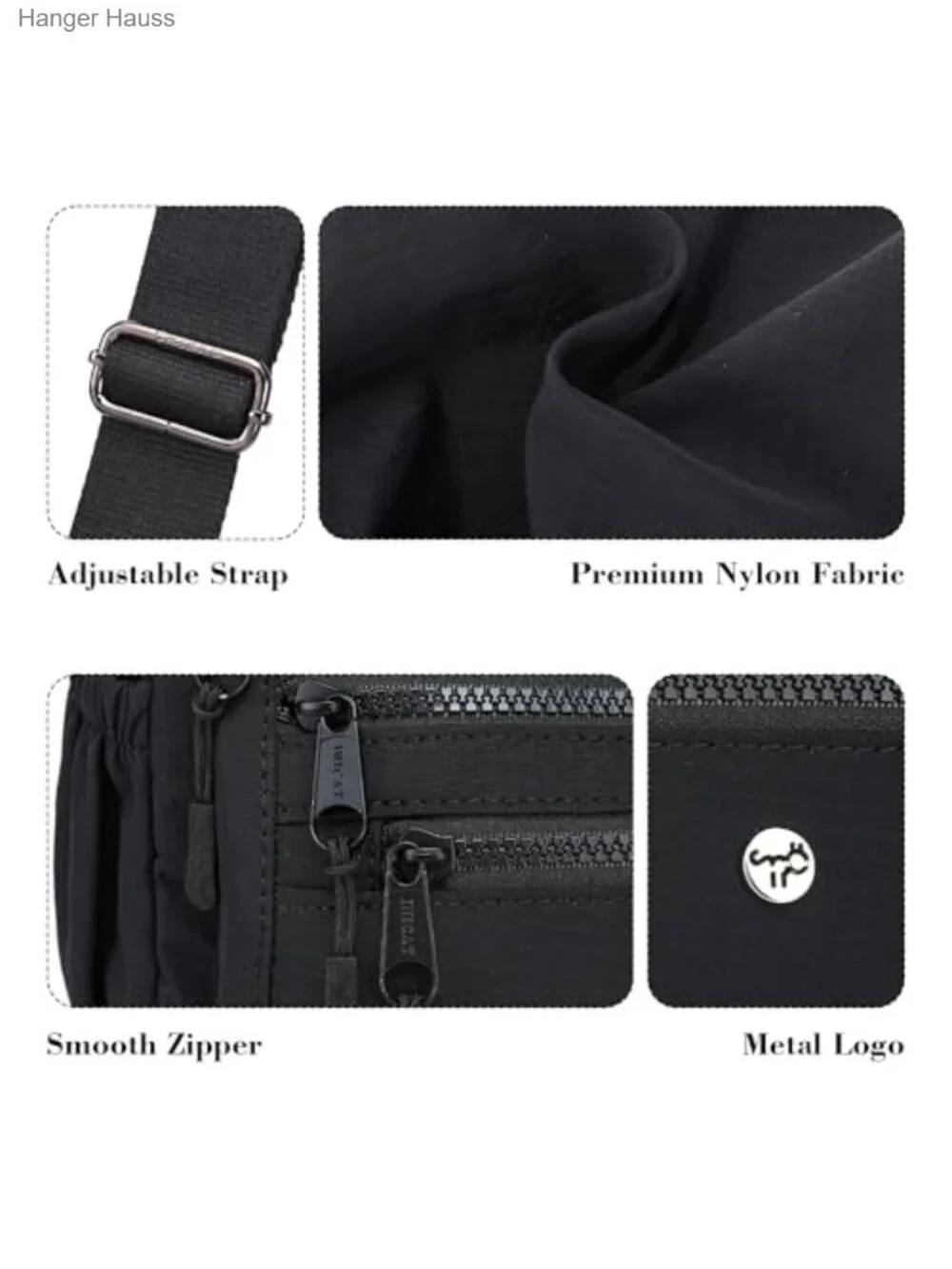 Nylon Crossbody Bag Multi Pocket Purse Women